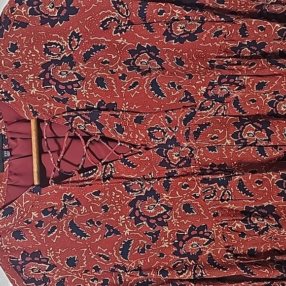 Madewell Silk Boho Midi Dress – Maroon/Navy Assam Paisley Floral, Size XXS - Picture 9 of 9